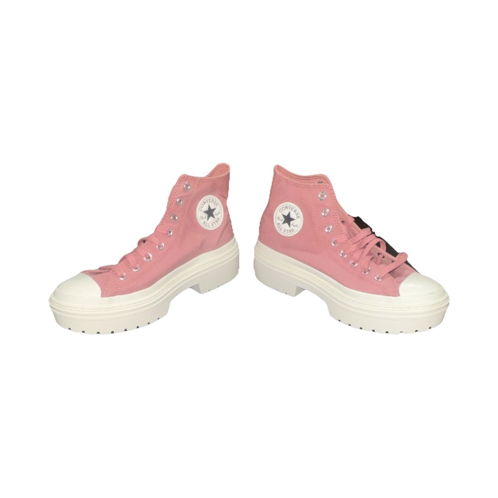 9N18/ Converse Women's Platform High Top Sneakers Pink/White Lace Up